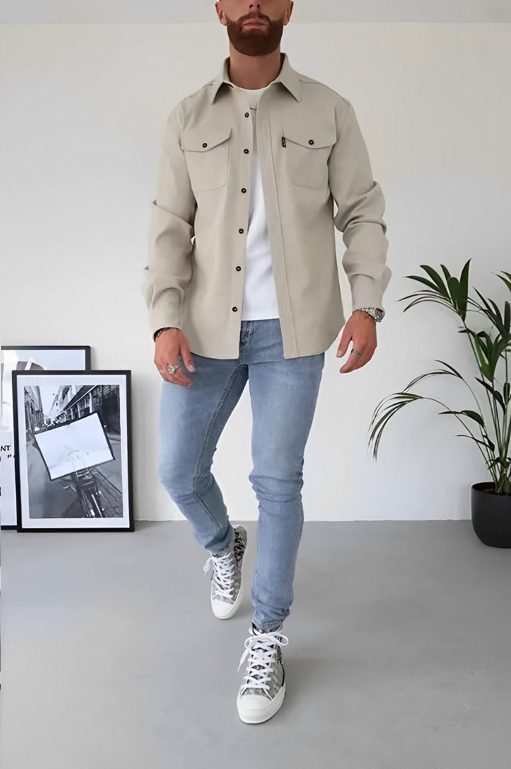 Zacht heren casual overhemd met lange mouw, comfortabel voor alle seizoenen.