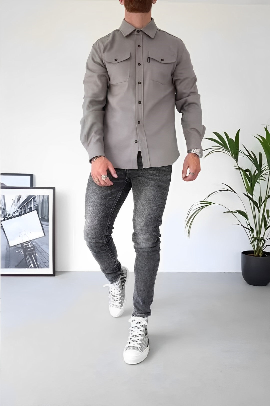 Veelzijdig heren casual overhemd met lange mouw, comfortabel voor alle seizoenen.