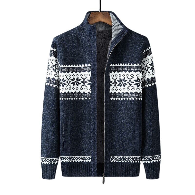 "Gebreid warm wintervest heren, klassiek design, blauwe zachte stof, ideaal voor kou, veelzijdig en stijlvol."