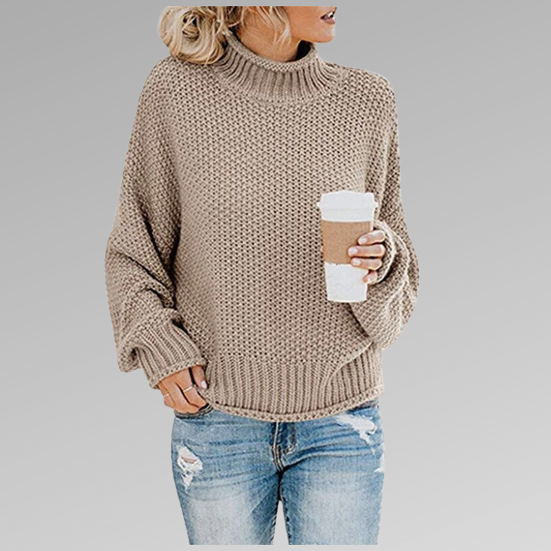 "Gebreide trui met ronde hals, ribgebreide boorden, zachte stof, elegante en casual uitstraling voor damesoutfits."