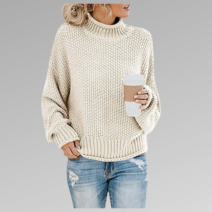"Gebreide trui met ronde hals, ribgebreide boorden, zachte stof, elegante en casual uitstraling voor damesoutfits."
