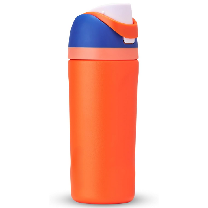 "Geïsoleerde RVS fles met rietje, lekvrij, beschikbaar in diverse kleuren, houdt dranken koud of warm. Perfecte hydratatie."