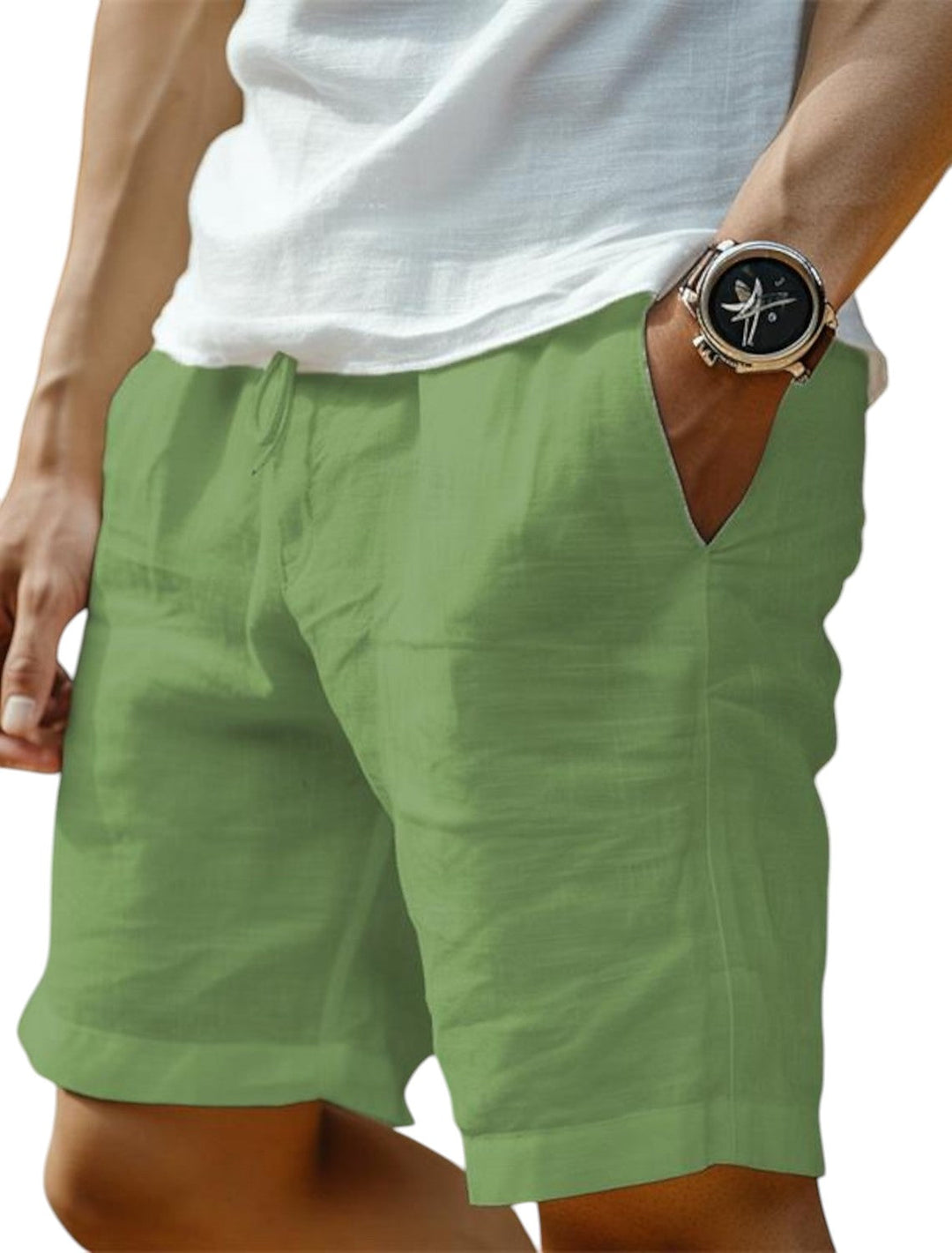 "George linnen korte broek heren, ademend en lichtgewicht, ideaal voor zomerse casual outfits op warme dagen."