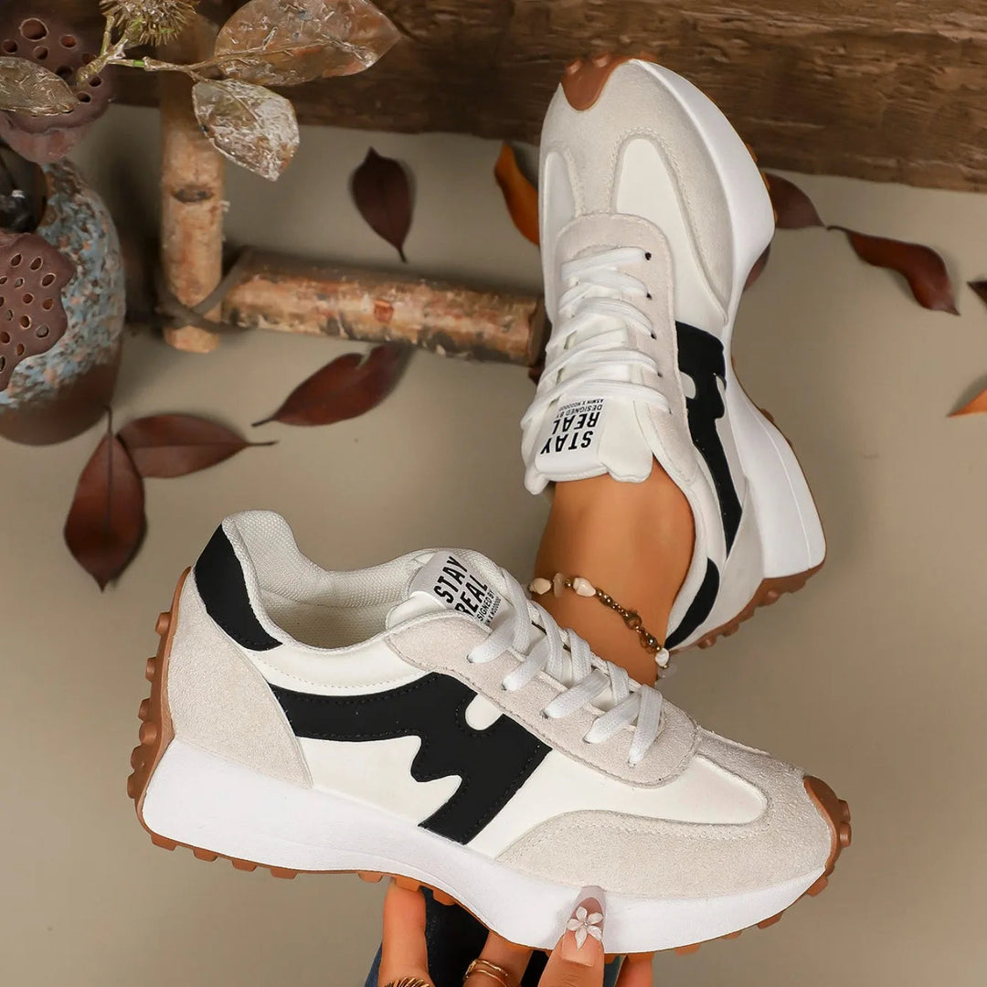 Dames gestreepte platform sneakers voor een trendy casual look.