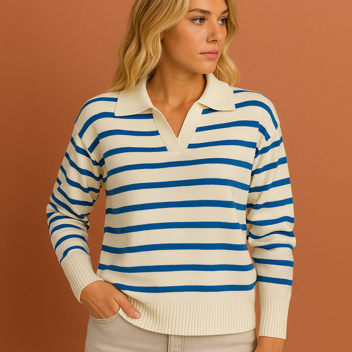 Stijlvolle dames gestreepte polotrui met lange mouwen, perfect voor casual en veelzijdige outfits.