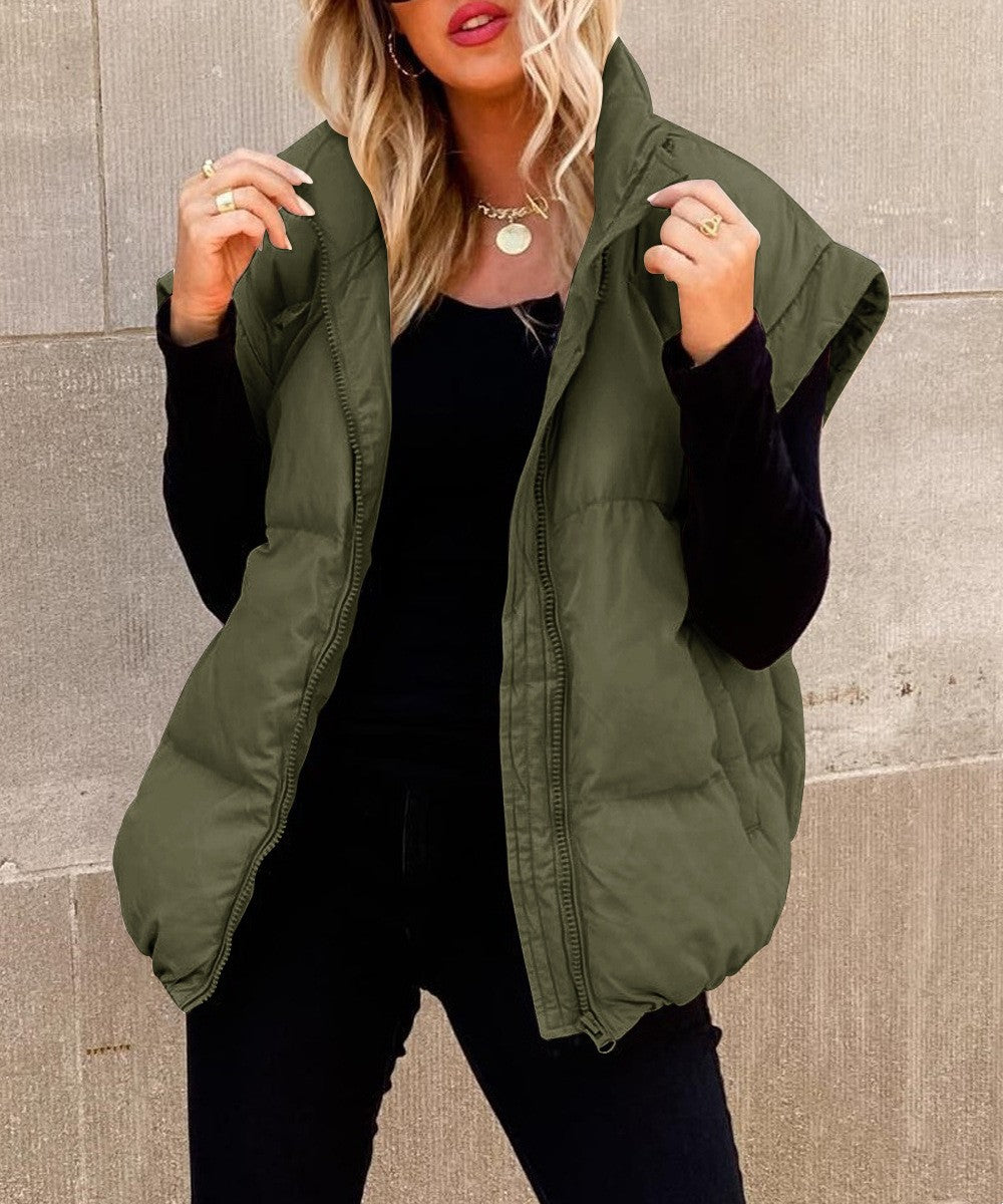 Trendy damens puffer vest in beige, mouwloos jasje voor koude dagen