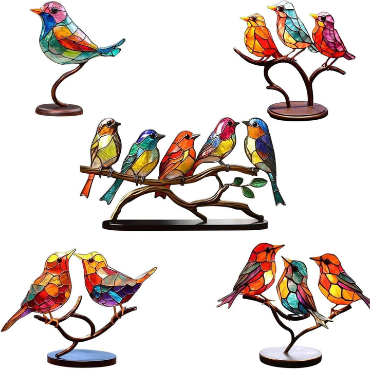 Close-up van de kunstzinnige afwerking van een ColorBirds beeld