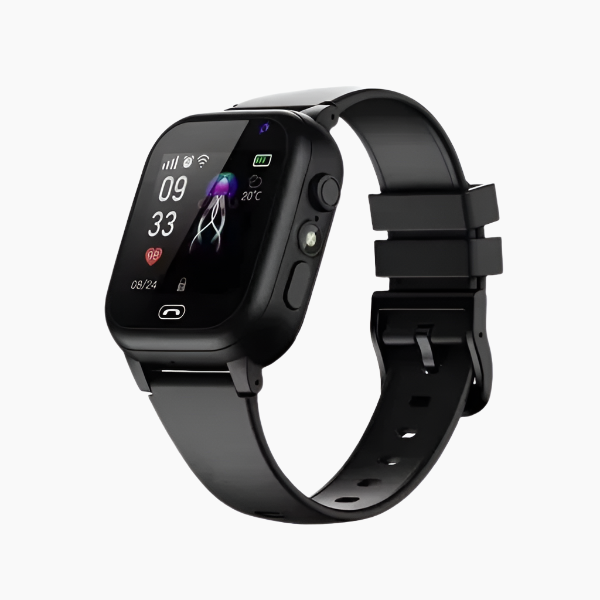 "GPS Kinder Smartwatch met blauwe band, ingebouwde camera en GPS-tracker, ideaal voor veilige avonturen van kinderen."