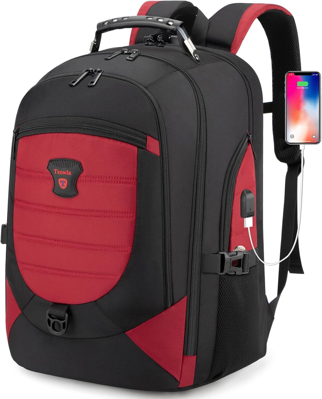 Grijze unisex waterdichte laptop rugzak (17,3") met USB-poort en anti-diefstal slot, ideaal voor werk of reizen.