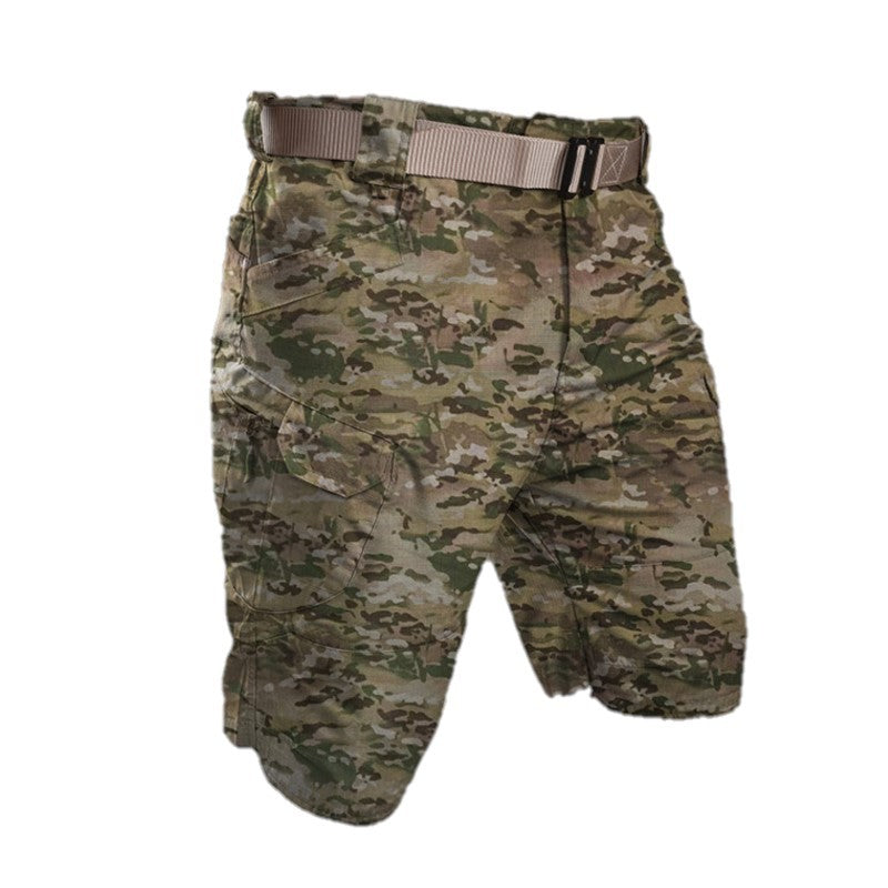 "Groene cargo shorts heren, katoenen polyester mix, meerdere zakken, casual stijl, ideaal voor lente-zomer vrije tijd"