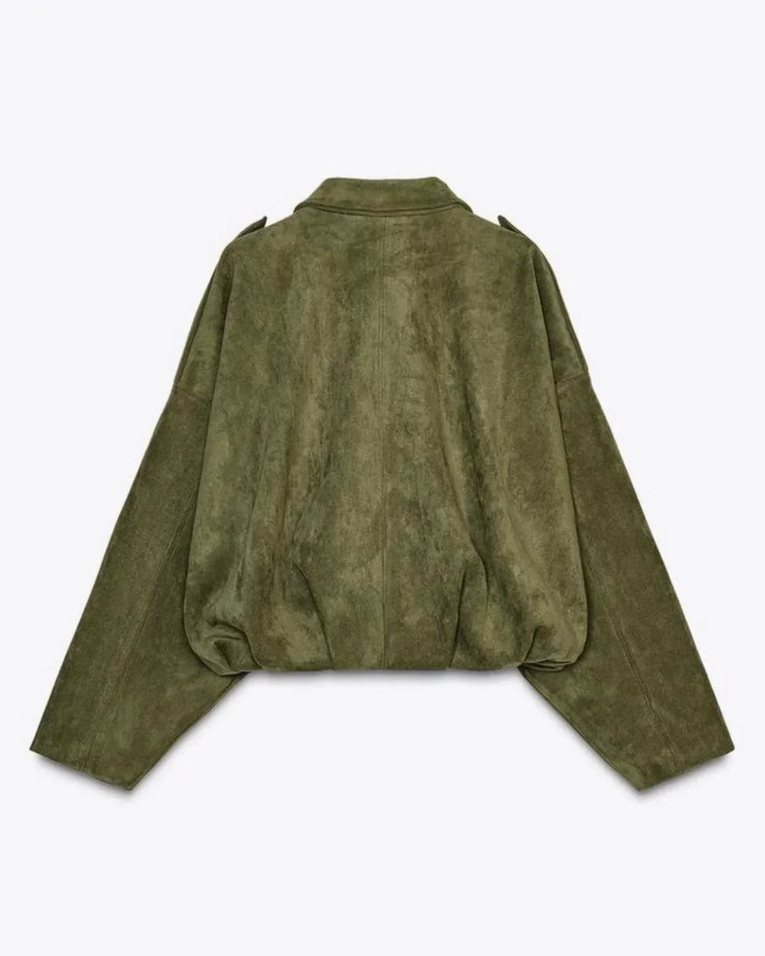 Bruine leren oversized damesjas, casual en city-chic, perfecte tussenjas voor lente/herfst.