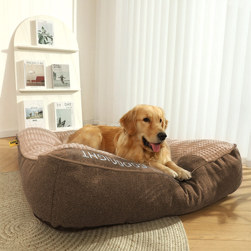 Hoogwaardig orthopedisch hondenbed met kwalitatieve vulling en wasbare hoes voor grote honden.