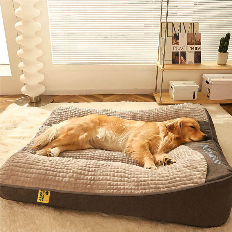 Hondenbed met nekondersteuning, ideaal voor senioren en honden met artritis, wasbare hoes.