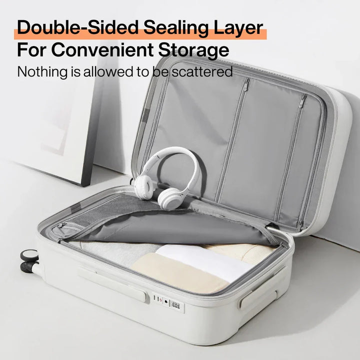 Lichtgewicht Lyon spinner trolley met 4 wielen en bekerhouder; duurzame harde koffer voor comfortabele reis.