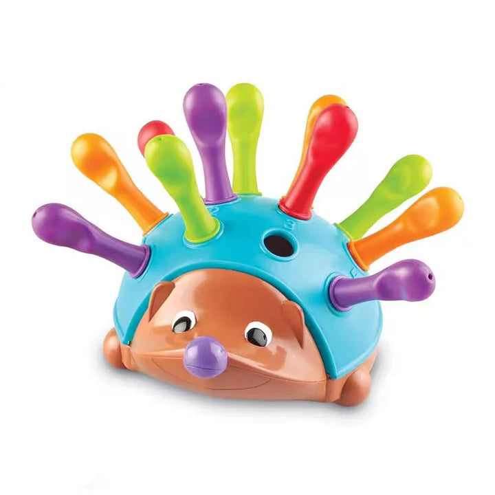 "Hedgehog Sensory Toy: kleurrijke egel met tactiele stekels voor motoriek en kleurherkenning bij kinderen."