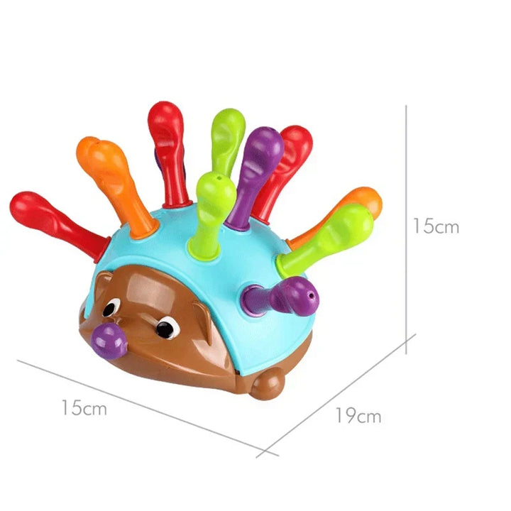 "Hedgehog Sensory Toy: kleurrijke egel met tactiele stekels voor motoriek en kleurherkenning bij kinderen."