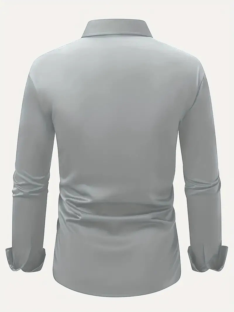 Formeel ademend heren overhemd met lange mouwen, comfortabel voor lange dagen op kantoor.