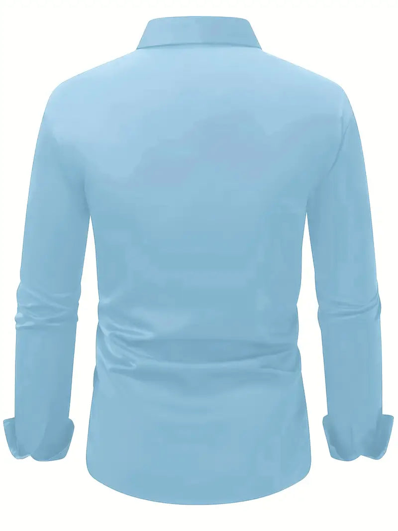 Heren overhemd met lange mouwen, mouwen opgerold, ademend en veelzijdig voor casual look.