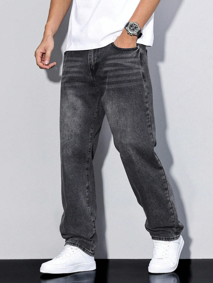 Heren jeans met wijde pijpen, comfortabele baggy fit voor dagelijks gebruik en onbeperkte bewegingsvrijheid.