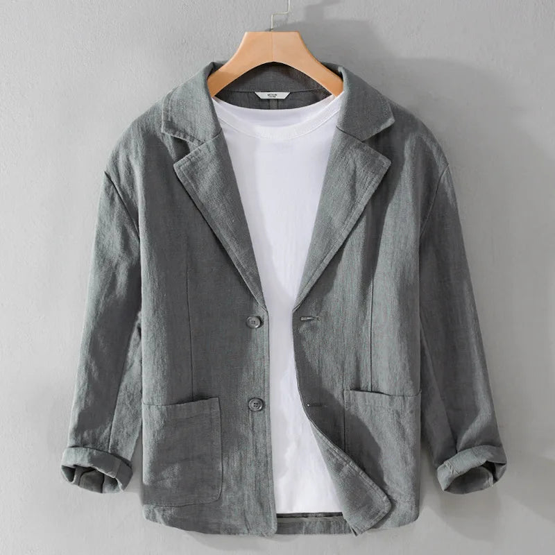 Casual heren blazer met speciale textuur en relaxed pasvorm, een trendy stuk herenkleding.