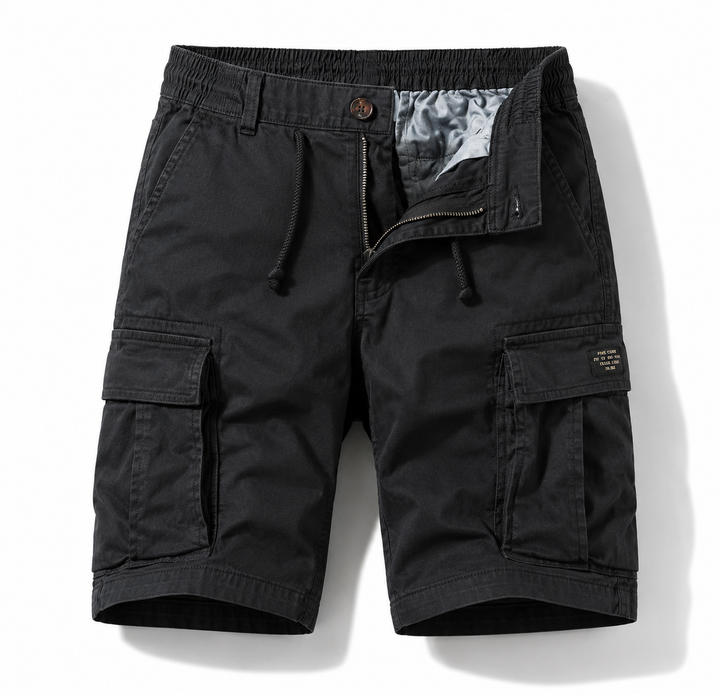 Zwarte heren cargo shorts met comfortabele pasvorm