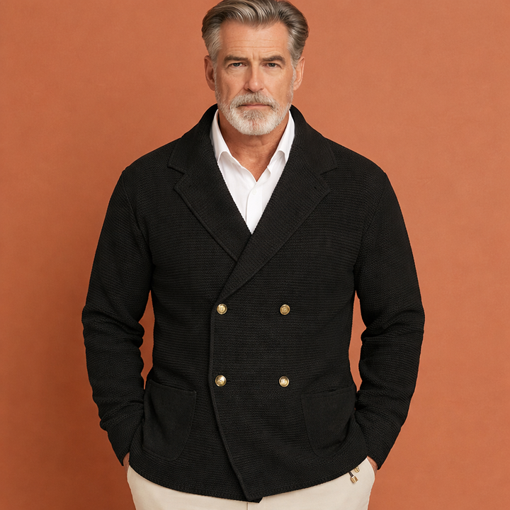 Comfortabel herenvest met dubbele knoopsluiting, een essentiële aanvulling op je herfst/winter garderobe.