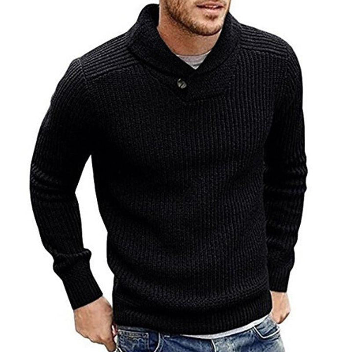 Stijlvolle heren gebreide pullover met sjaalkraag. Casual kabeltrui, perfect voor lente, herfst en winter.