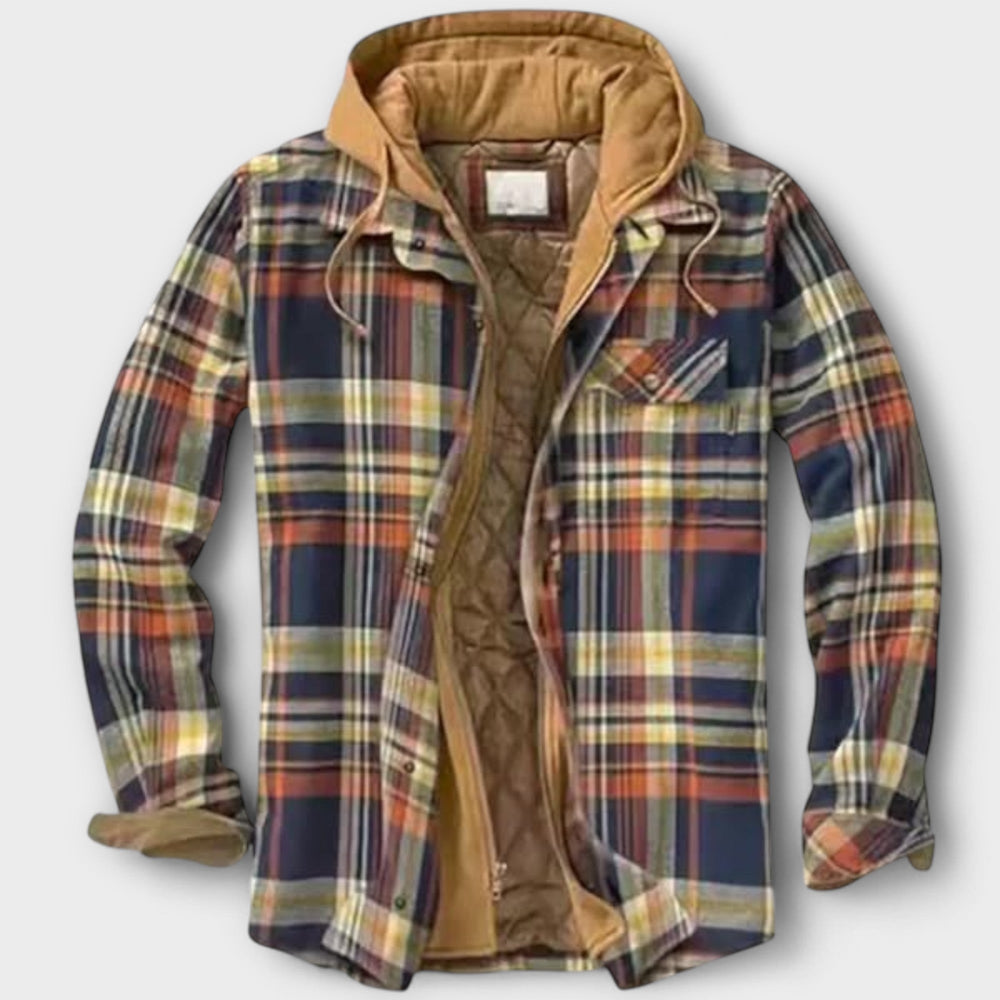 Comfortabele heren houthakkersjas, rood-zwart geruit, met zachte capuchon. Perfect voor casual mannenmode.