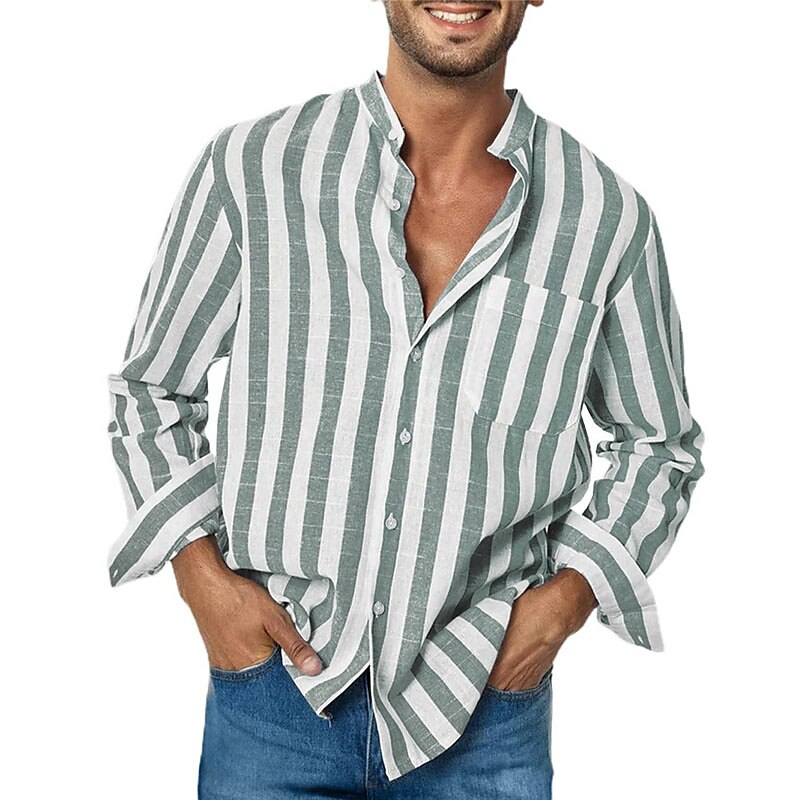 Stijlvol gestreept herenoverhemd met lange mouwen voor een casual look