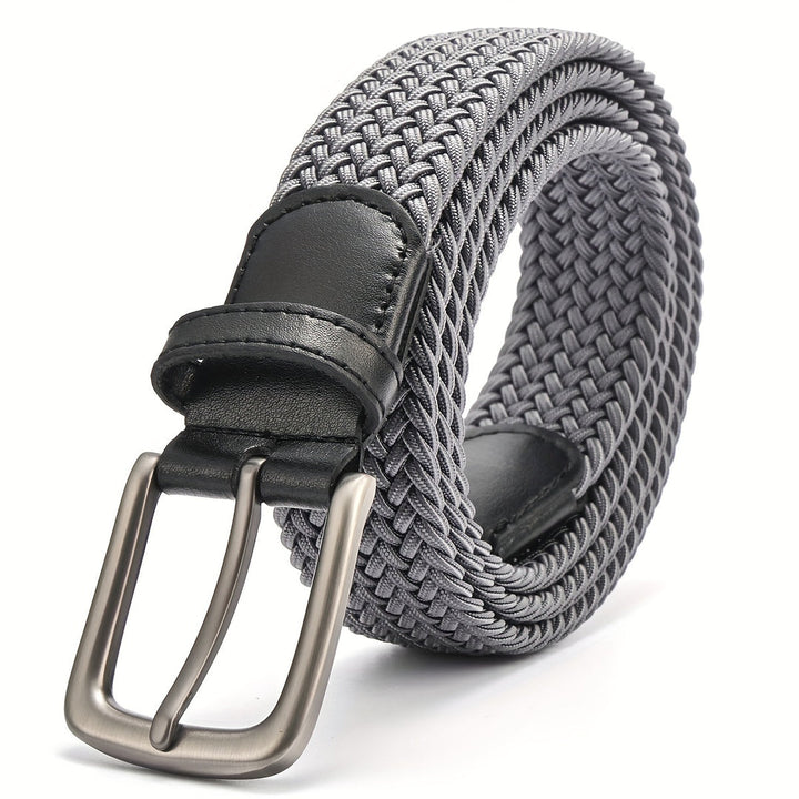 Stijlvolle heren gevlochten riem, rekbaar voor optimaal comfort. Veelzijdige accessoire met vierkante gesp.