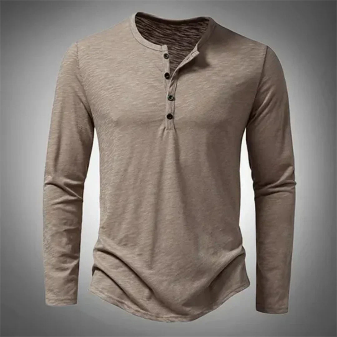 Veelzijdig heren henleyshirt met lange mouw, perfecte bovenkleding voor casual herenmode.