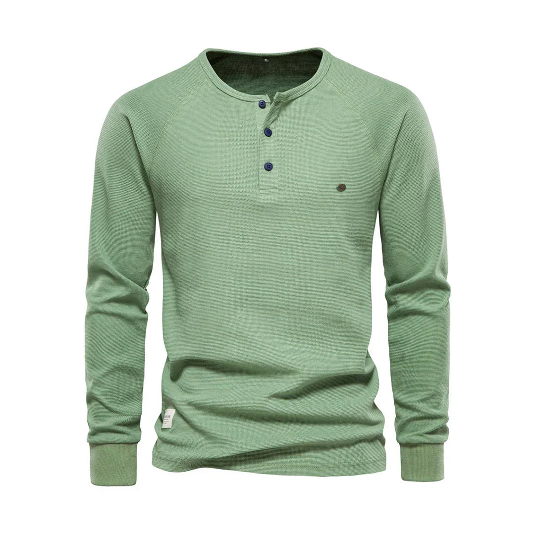 "Heren langemouwenshirt met ronde hals in navyblauw, stijlvol ontwerp, ademend materiaal, ideaal voor elke gelegenheid."
