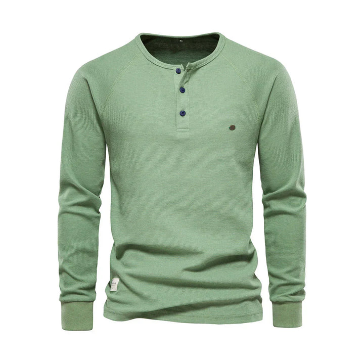 "Heren langemouwenshirt met ronde hals in navyblauw, stijlvol ontwerp, ademend materiaal, ideaal voor elke gelegenheid."