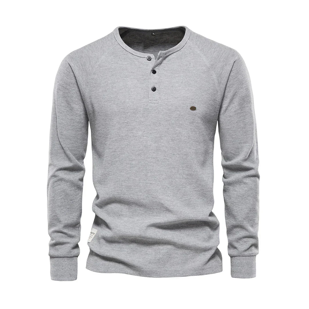 "Heren langemouwenshirt met ronde hals in navyblauw, stijlvol ontwerp, ademend materiaal, ideaal voor elke gelegenheid."