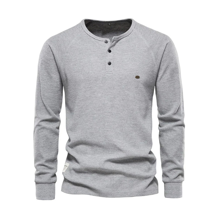 "Heren langemouwenshirt met ronde hals in navyblauw, stijlvol ontwerp, ademend materiaal, ideaal voor elke gelegenheid."