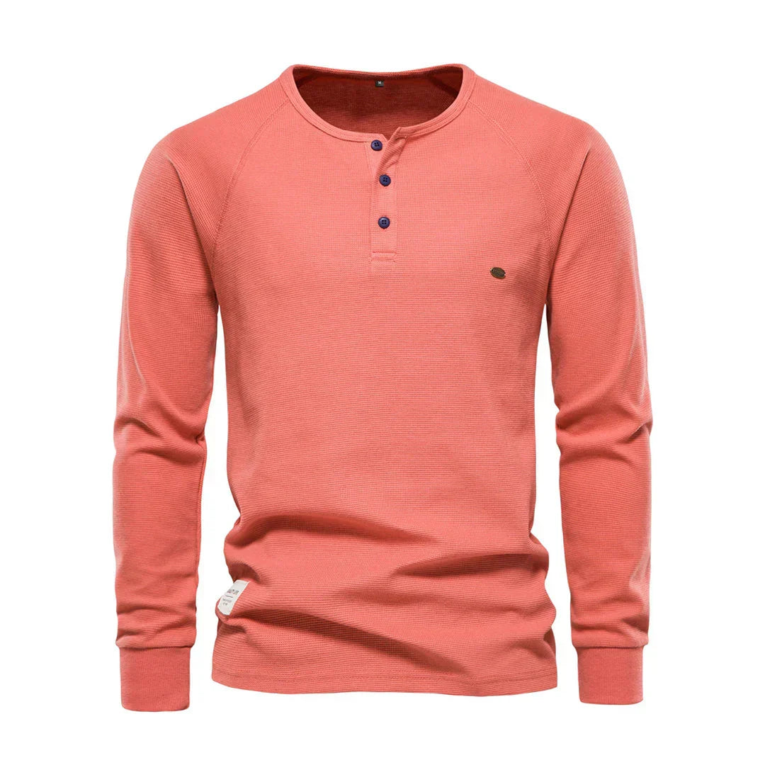"Heren langemouwenshirt met ronde hals in navyblauw, stijlvol ontwerp, ademend materiaal, ideaal voor elke gelegenheid."