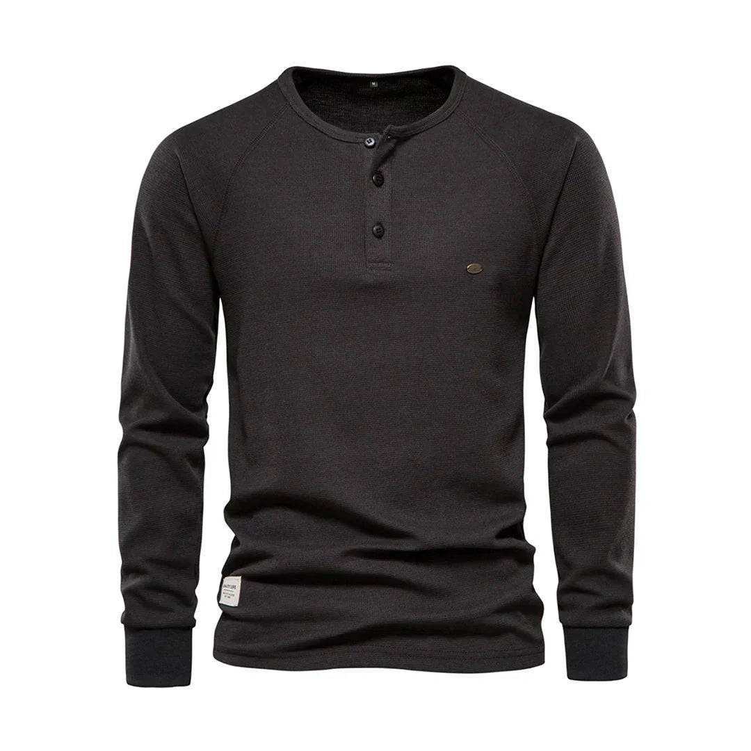 "Heren langemouwenshirt met ronde hals in navyblauw, stijlvol ontwerp, ademend materiaal, ideaal voor elke gelegenheid."
