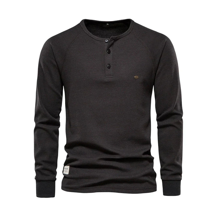 "Heren langemouwenshirt met ronde hals in navyblauw, stijlvol ontwerp, ademend materiaal, ideaal voor elke gelegenheid."