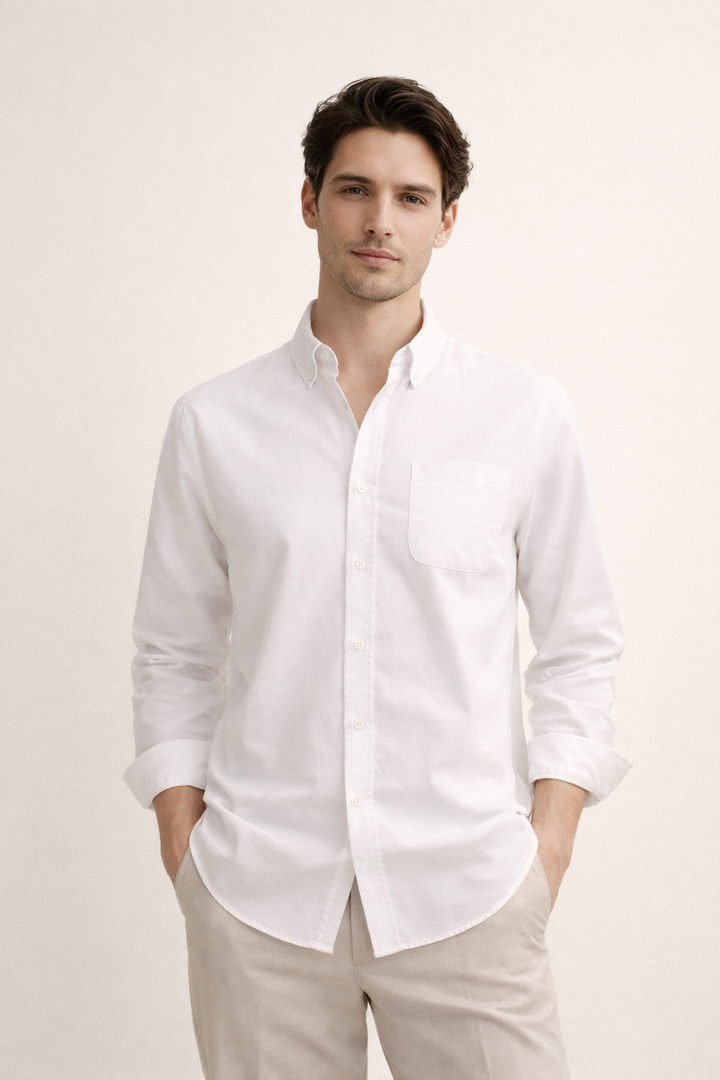 Casual heren overhemd met lange mouwen voor lente en zomer. Modern en comfortabel voor vrije tijd.