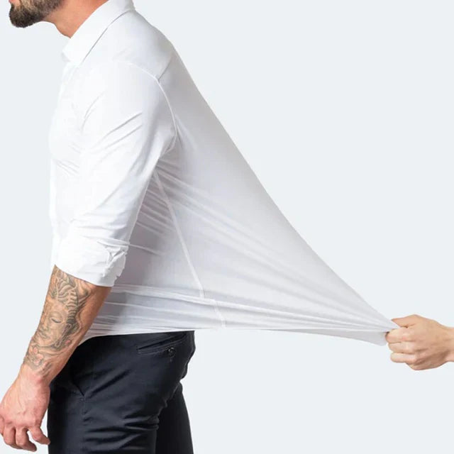 Stijlvol heren overhemd met lange mouwen, perfect voor een formele of semi-formele outfit.