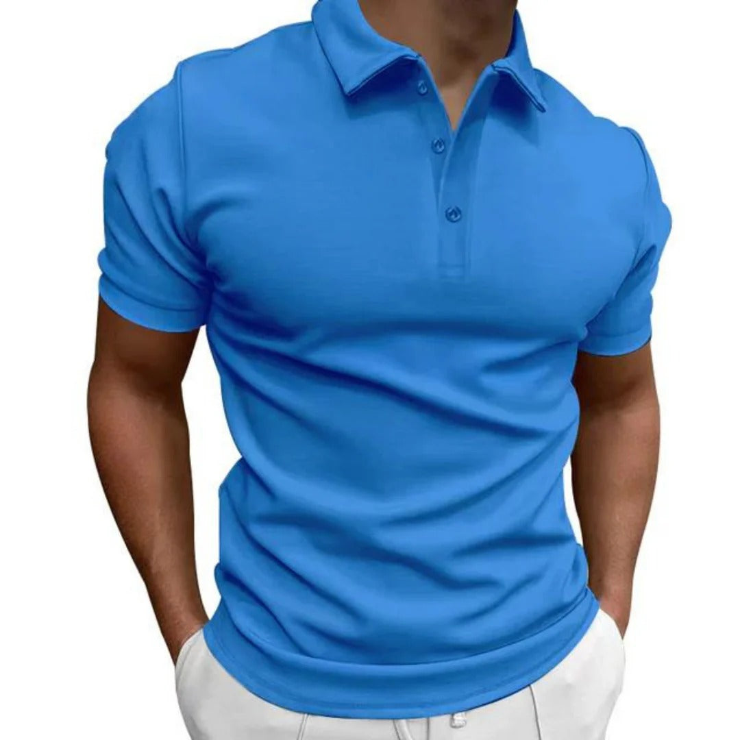"Heren polo shirt in lichtgewicht stof, ademend en anti-pilling, slim fit ontwerp, ideaal voor warme zomerdagen."