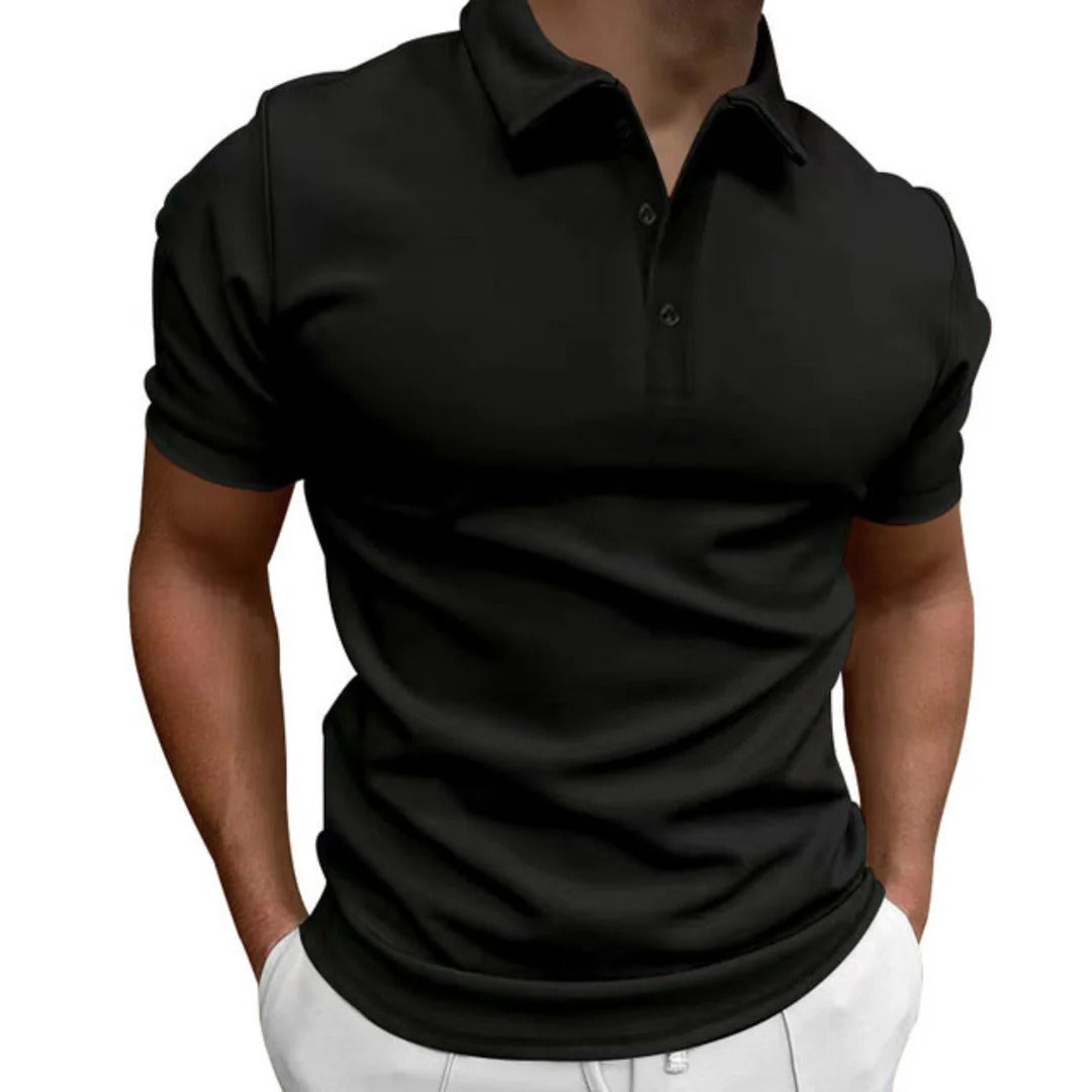 "Heren polo shirt in lichtgewicht stof, ademend en anti-pilling, slim fit ontwerp, ideaal voor warme zomerdagen."