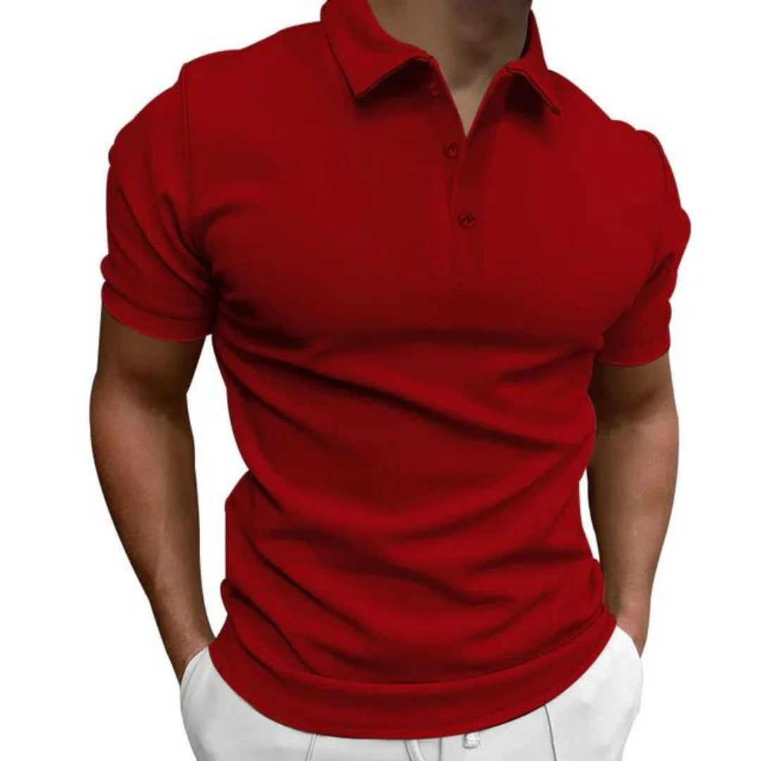 "Heren polo shirt in lichtgewicht stof, ademend en anti-pilling, slim fit ontwerp, ideaal voor warme zomerdagen."
