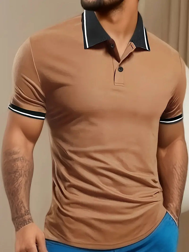 Heren polo shirt in regular fit met contrasterende bies op de kraag