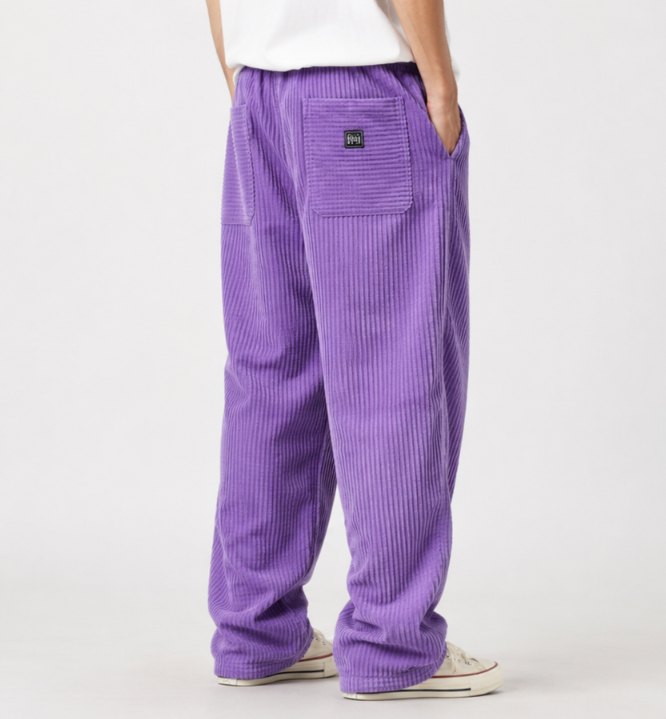 Casual heren ribbroek, vrijetijdsbroek met elastische tailleband en comfortabele pasvorm. Ideaal voor thuis.