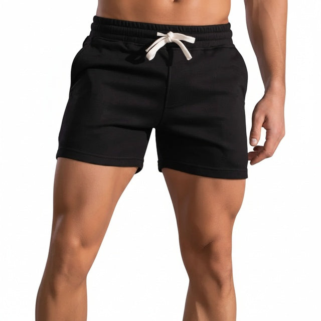 Heren shorts met elastische taille, trekkoord en zijzakken; ideaal voor zomerse casual comfort en vrijetijd.