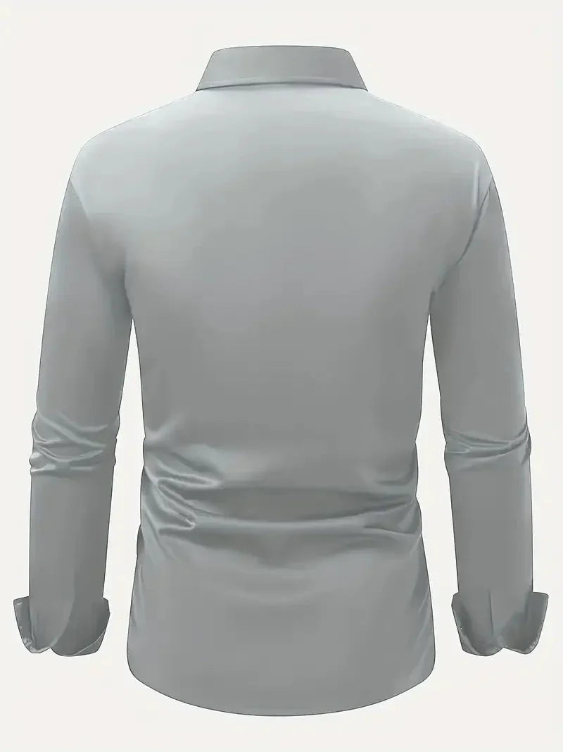 Trendy heren overhemd slim fit, lange mouwen, kentkraag. Perfect voor een modieuze zakelijke outfit.