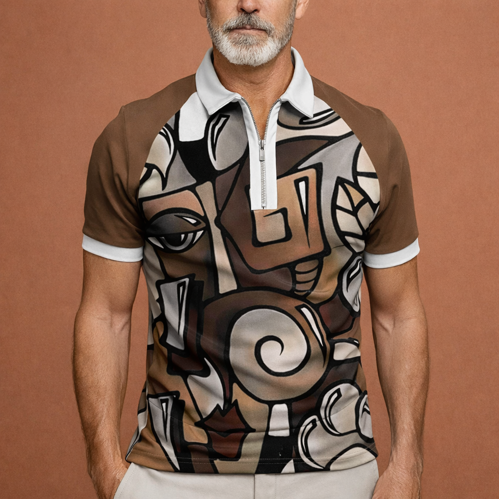 Heren spierfit poloshirt met retro strepen, ideaal voor een zomerse, casual look. Trendy korte mouwen.