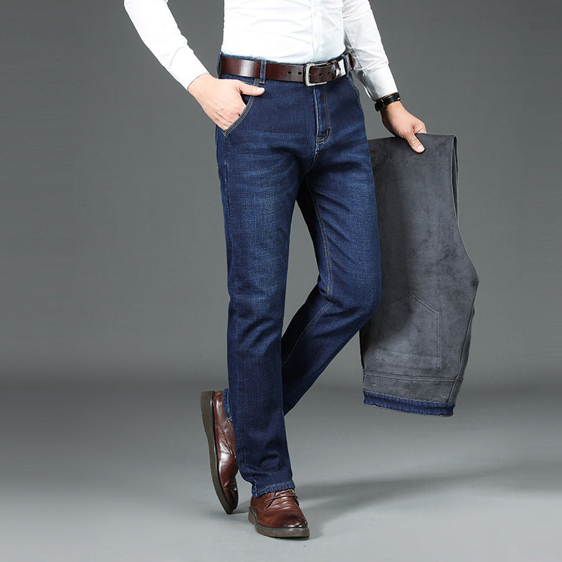 Stijlvolle heren winter jeans met rechte pijpen en warme voering, essentieel voor comfort en dagelijkse mode.