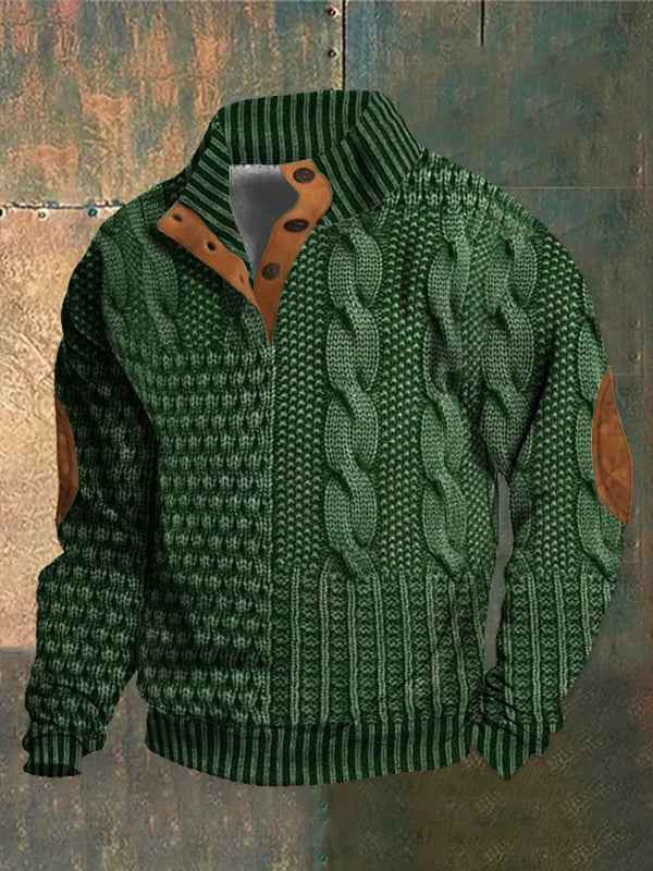 Man draagt Heren Trui Noah: Stijlvolle heren wintertrui in casual outfit, voor comfort en mode.